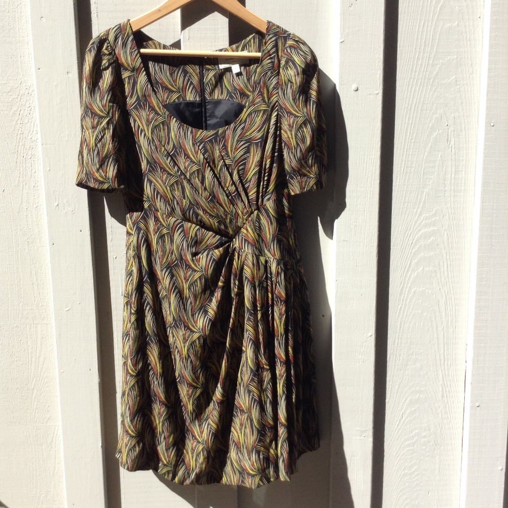 100% Silk A-Line Midi Anthropologie Dress
